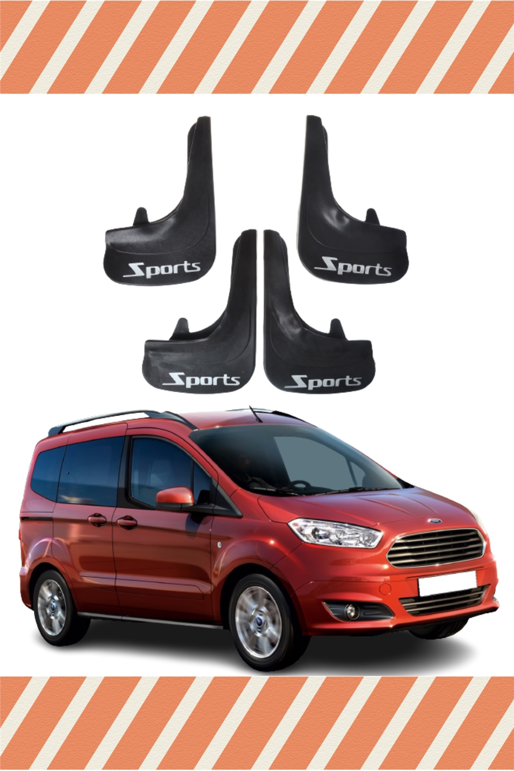 Ford Courier Sports Yazılı 4'Lü Tozluk Çamurluk Paçalık    