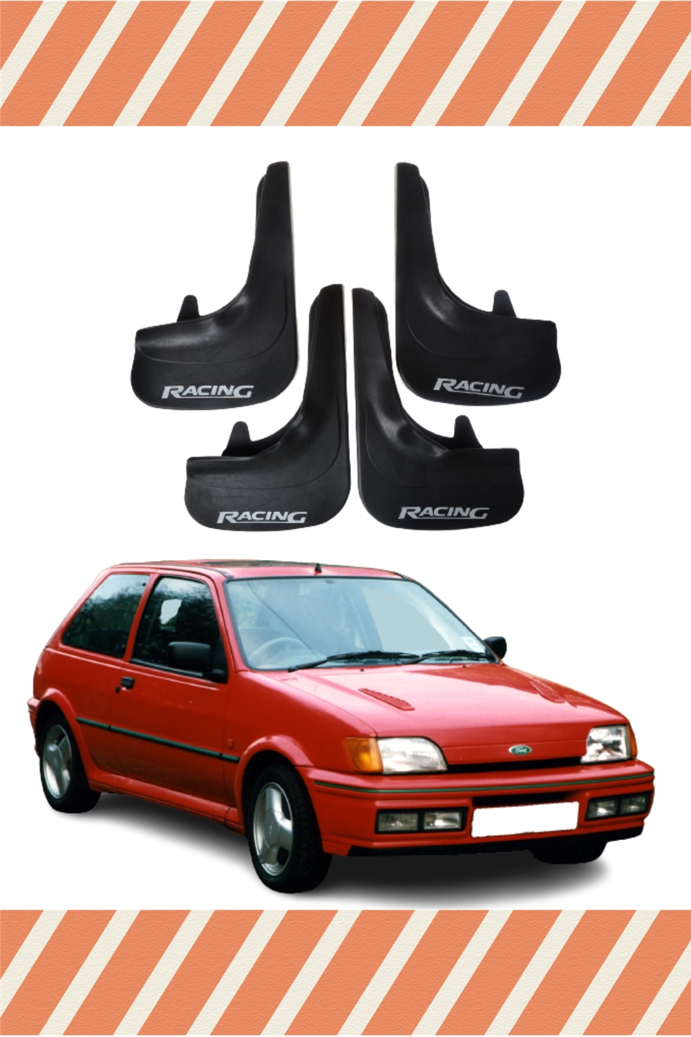Ford Fiesta 1990-2002 Racing Yazılı 4'Lü Tozluk Çamurluk Paçalık    
