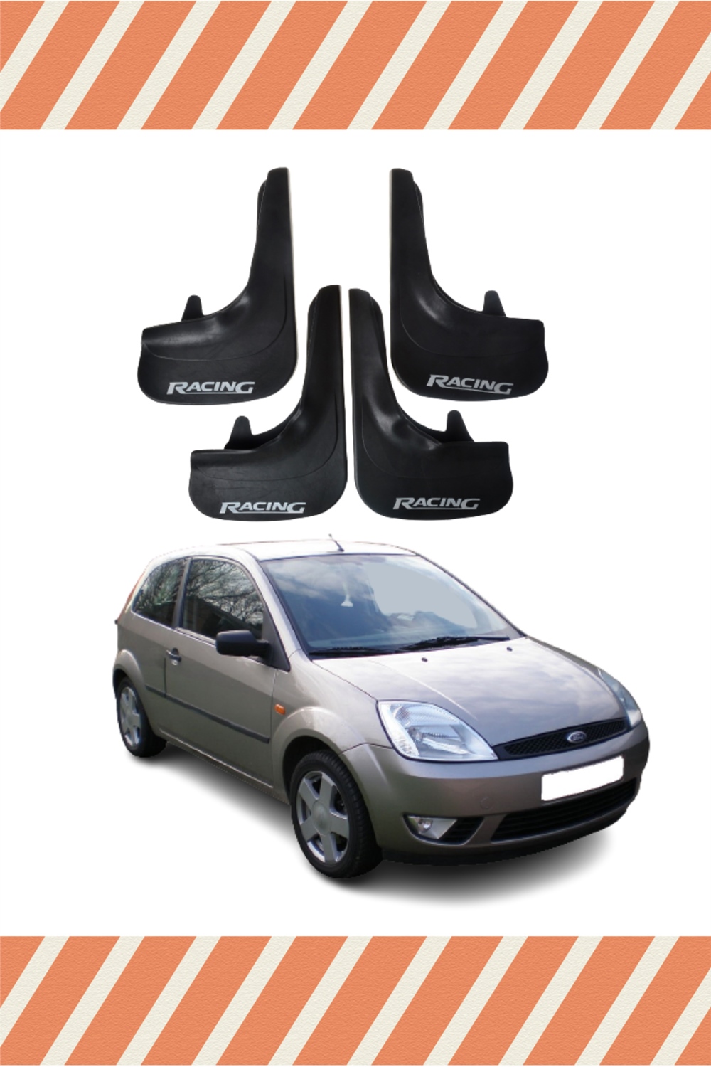 Ford Fiesta 2002-2009 Racing Yazılı 4'Lü Tozluk Çamurluk Paçalık    