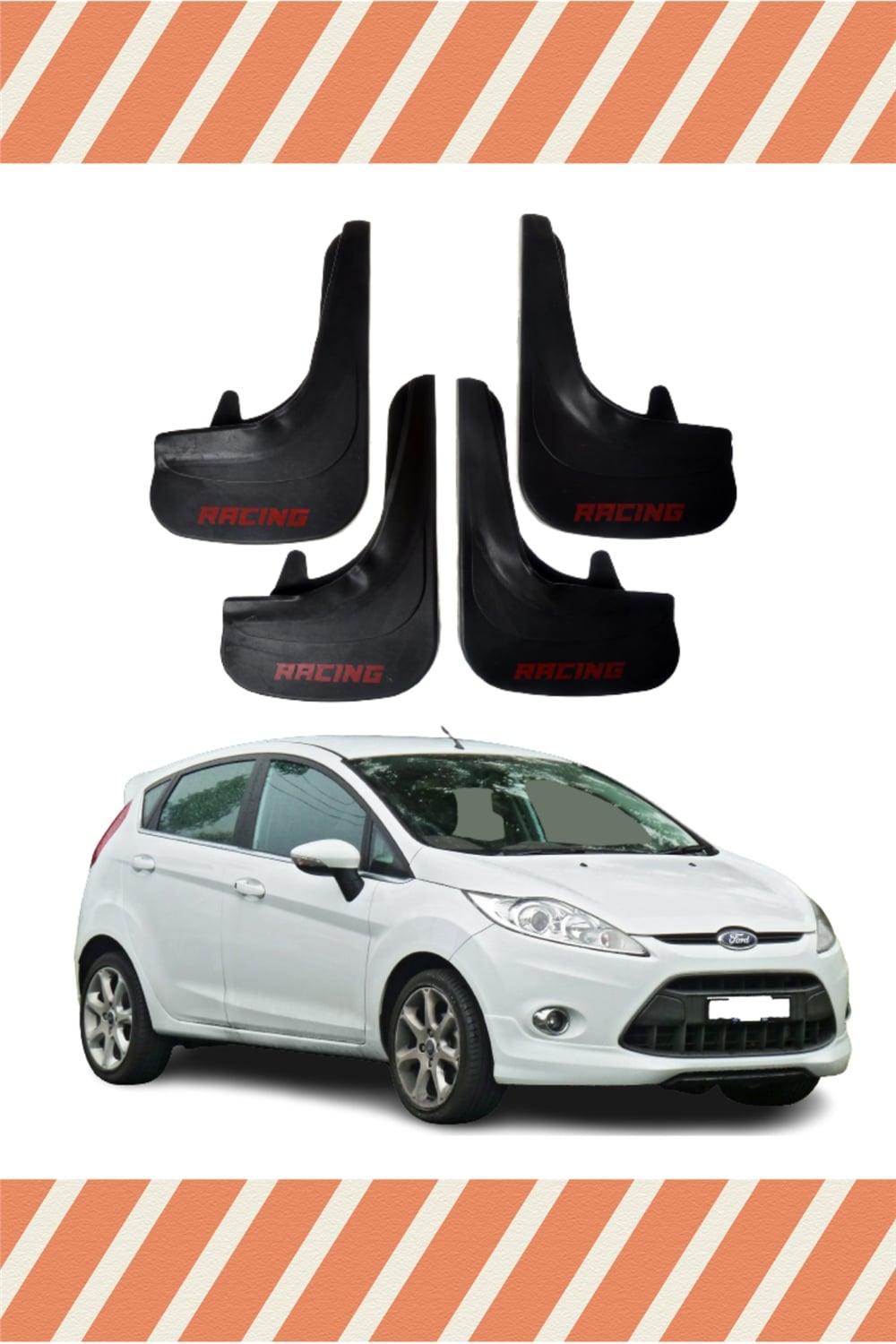 Ford Fiesta 2010-2017 Racing Yazılı 4'Lü Tozluk Çamurluk Paçalık    