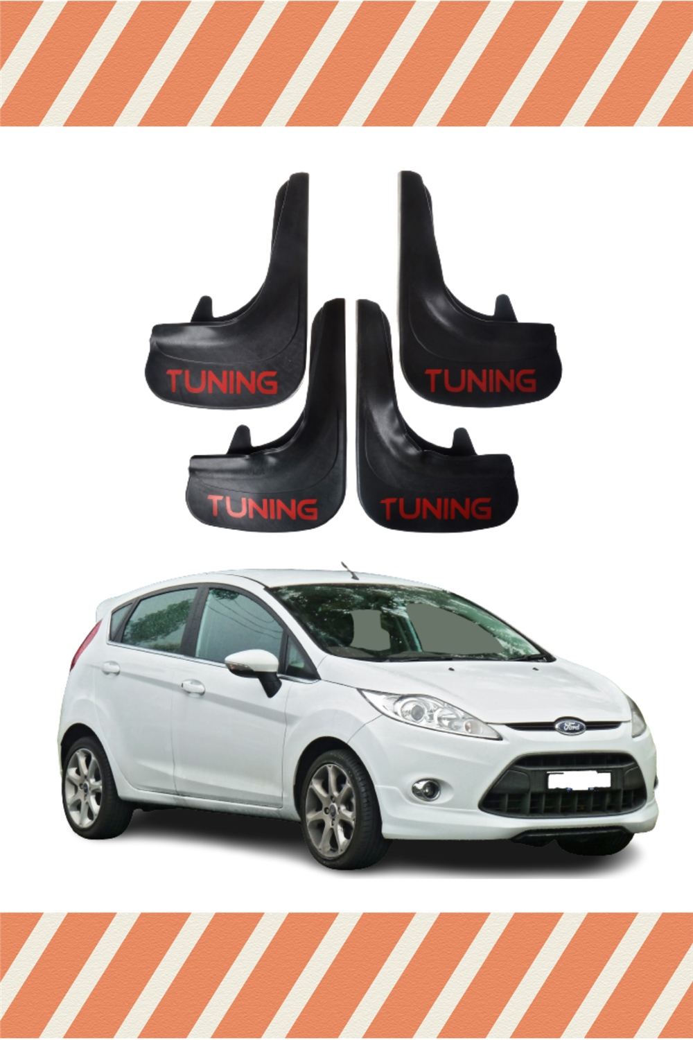Ford Fiesta 2010-2017 Tunıng Yazılı 4'Lü Tozluk Çamurluk Paçalık    