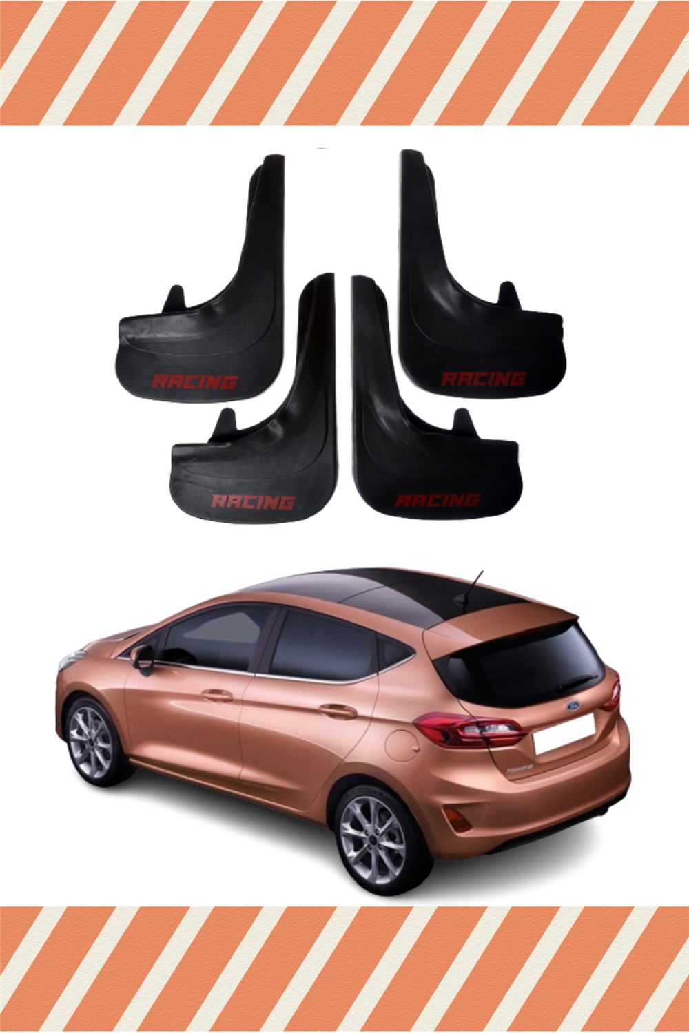 Ford Fiesta 2018 Ve Sonrası Racing Yazılı 4'Lü Tozluk Çamurluk Paçalık    