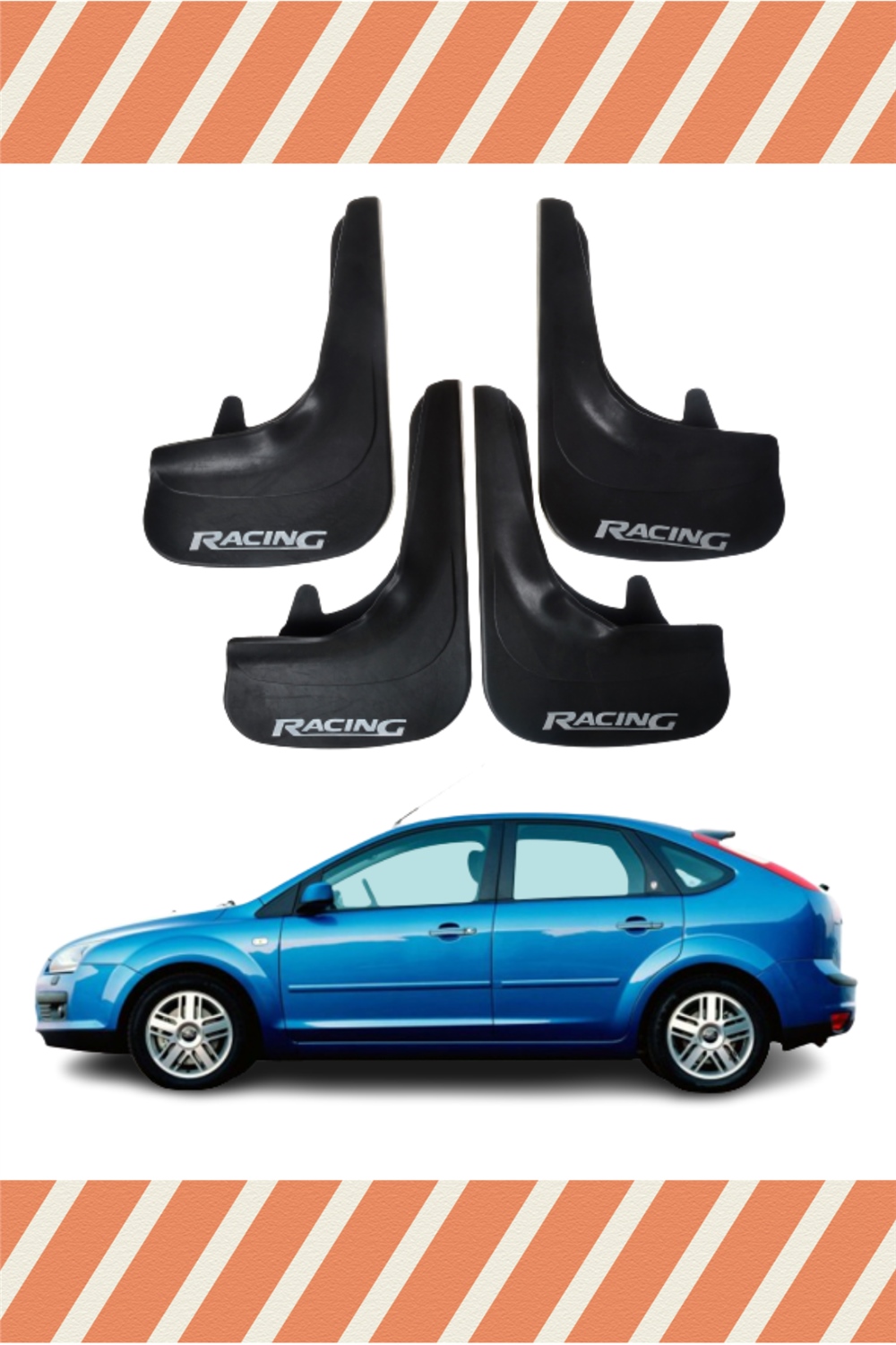 Ford Focus 2 Hb 2005-2011 Racing Yazılı 4'Lü Tozluk Çamurluk Paçalık     