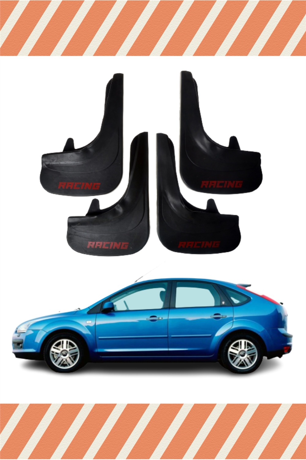 Ford Focus 2 Hb 2005-2011 Racing Yazılı 4'Lü Tozluk Çamurluk Paçalık     