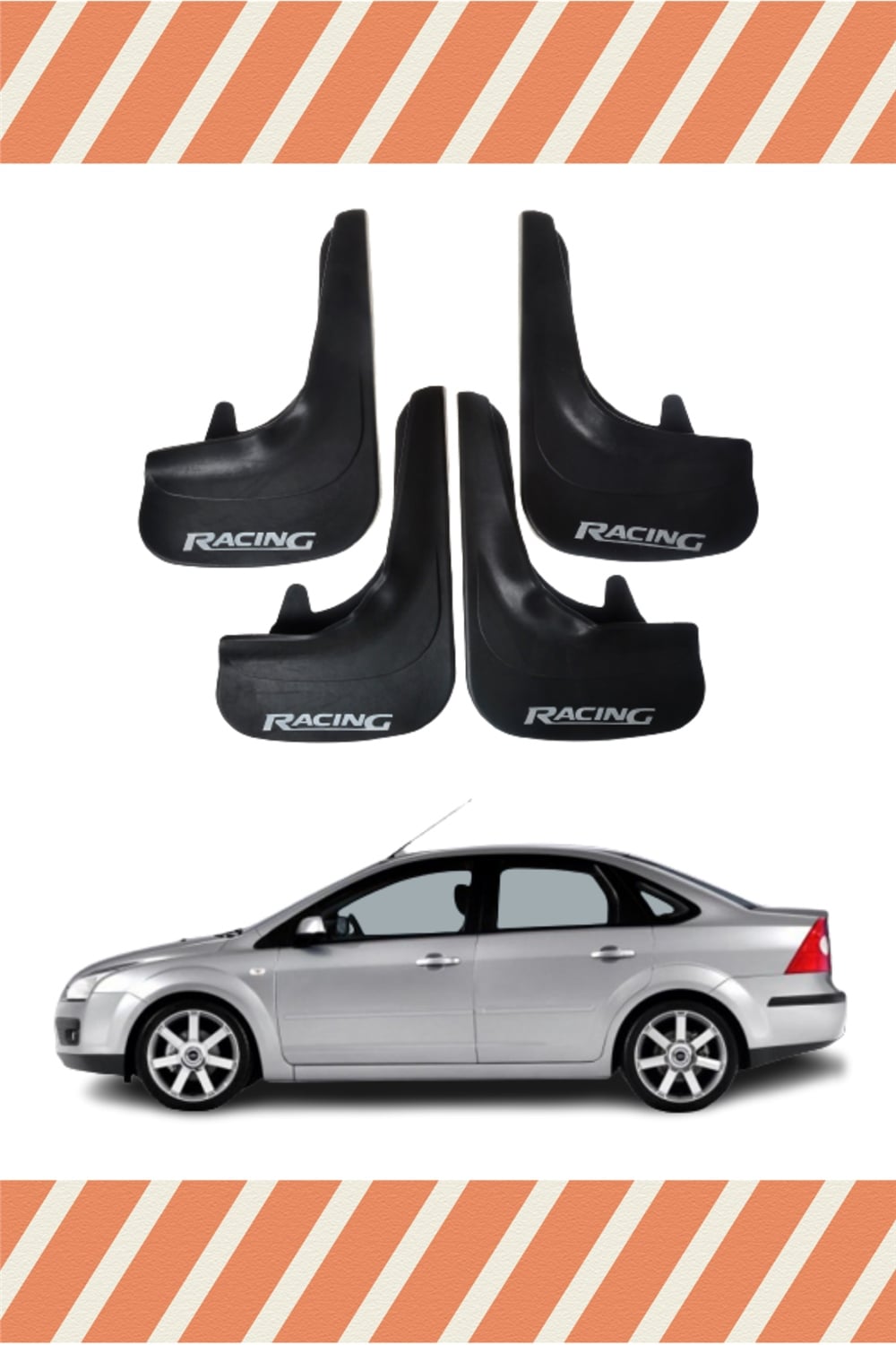 Ford Focus 2 Racing Yazılı 4'Lü Tozluk Çamurluk Paçalık      