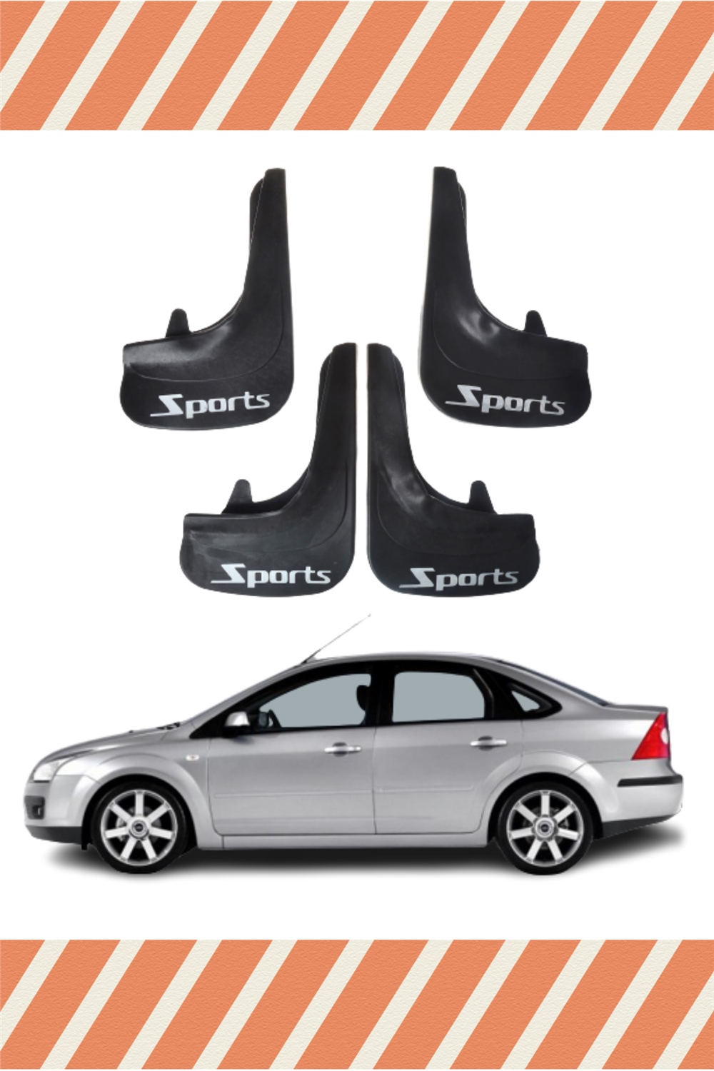 Ford Focus 2 Sd 2005-2011  Sports Yazılı 4'Lü Tozluk Çamurluk Paçalık     