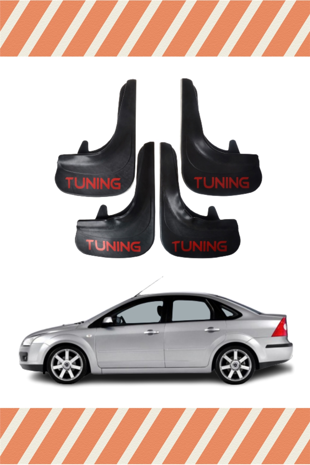 Ford Focus 2 Sd 2005-2011 Tunıng Yazılı 4'Lü Tozluk Çamurluk Paçalık     