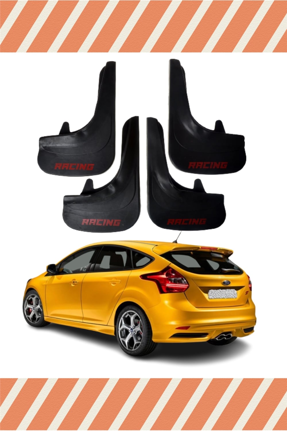 Ford Focus 3 Hb 2011-2015 Racing Yazılı 4'Lü Tozluk Çamurluk Paçalık     
