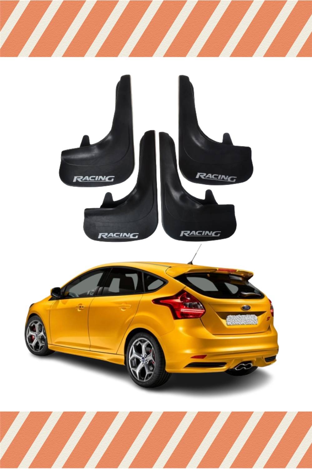 Ford Focus 3 Hb 2011-2015 Racing Yazılı 4'Lü Tozluk Çamurluk Paçalık     