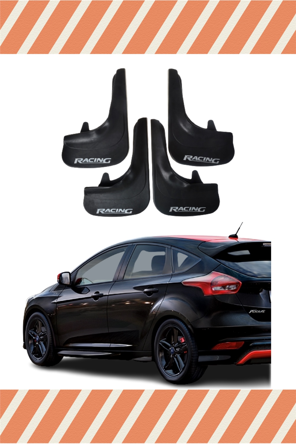 Ford Focus 4 Hb 2015-2018 Racing Yazılı 4'Lü Tozluk Çamurluk Paçalık      