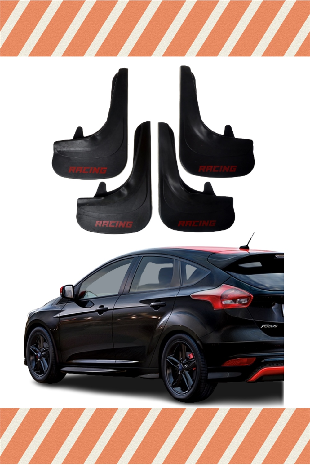 Ford Focus 4 Hb 2015-2018 Racing Yazılı 4'Lü Tozluk Çamurluk Paçalık      