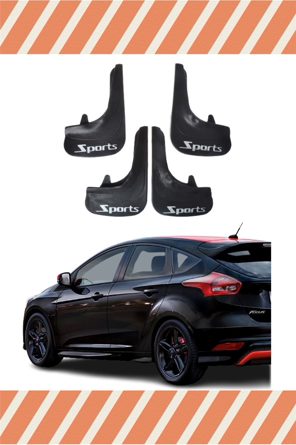 Ford Focus 4 Hb 2015-2018 Sports Yazılı 4'Lü Tozluk Çamurluk Paçalık      