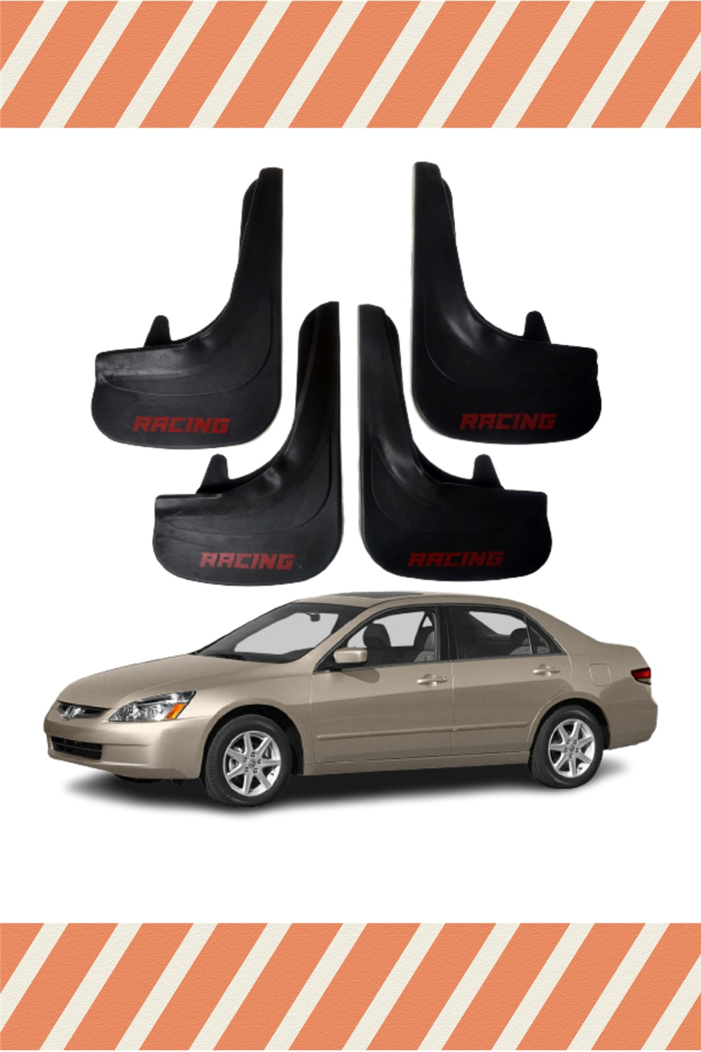 Honda Accord 2003-2008 Racing Yazılı 4'Lü Tozluk Çamurluk Paçalık       