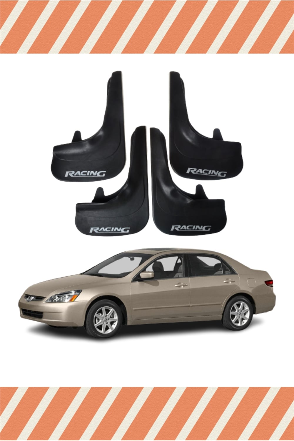 Honda Accord 2003-2008 Racing Yazılı 4'Lü Tozluk Çamurluk Paçalık       