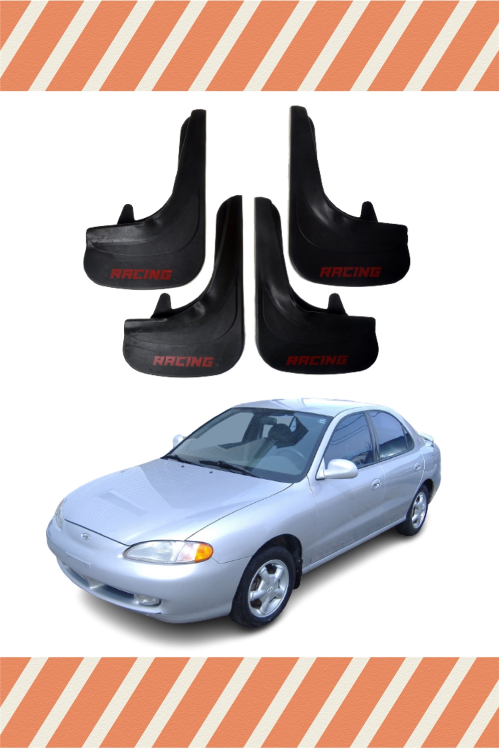Honda Elentra 1996-2001 Racing Yazılı 4'Lü Tozluk Çamurluk Paçalık    