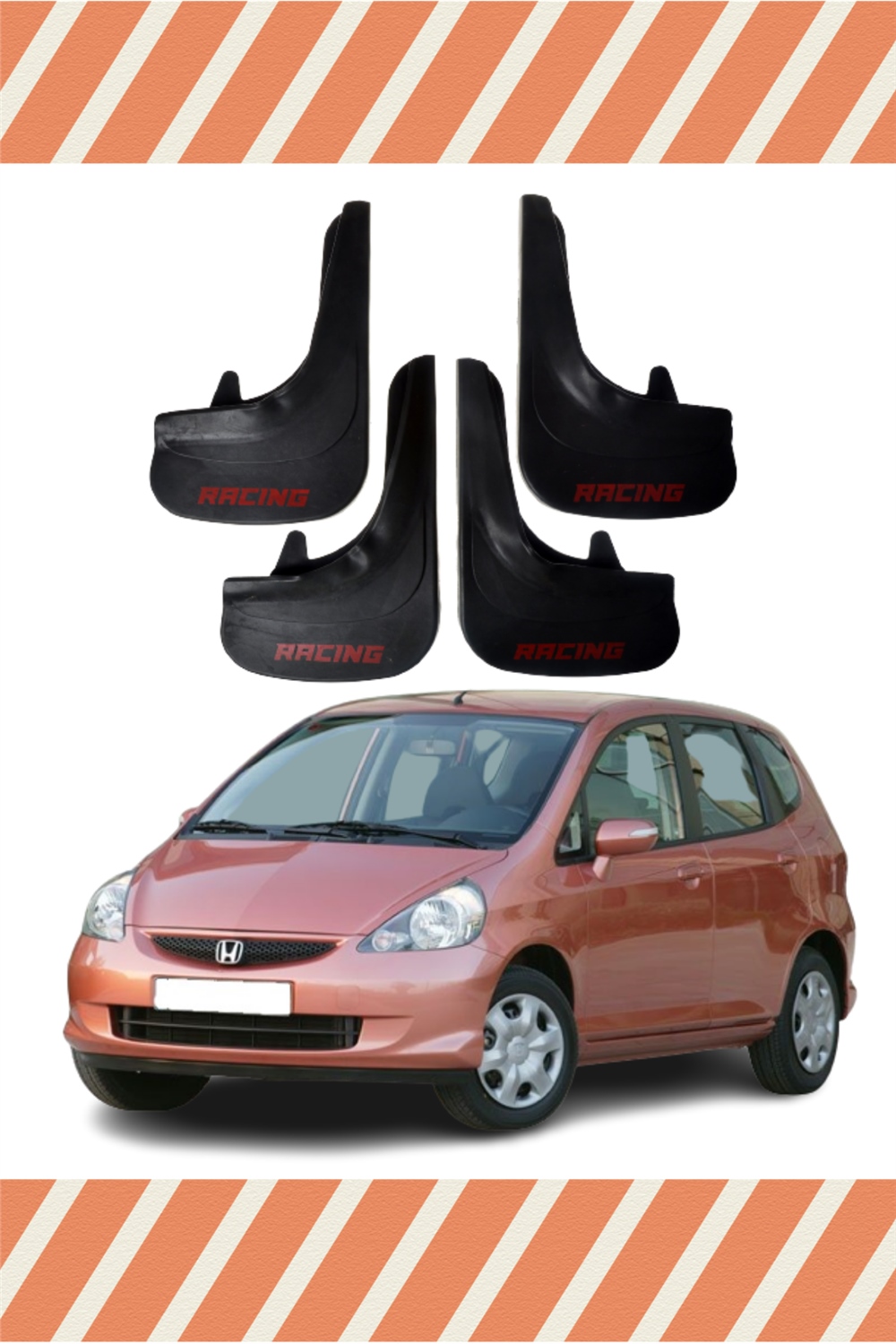 Honda Jazz 2002-2008 Racing Yazılı 4'Lü Tozluk Çamurluk Paçalık    