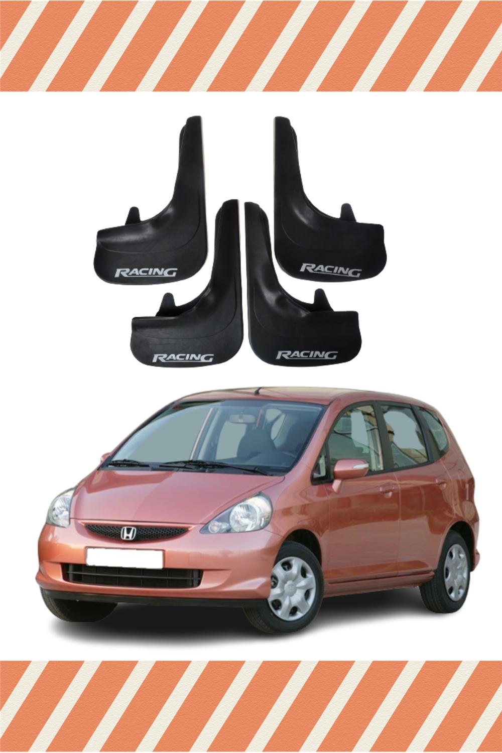 Honda Jazz 2002-2008 Racing Yazılı 4'Lü Tozluk Çamurluk Paçalık    