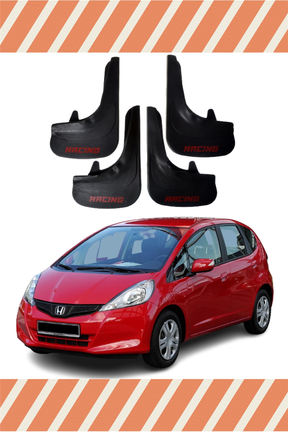 Honda Jazz 2009-2015 Racing Yazılı 4'Lü Tozluk Çamurluk Paçalık    