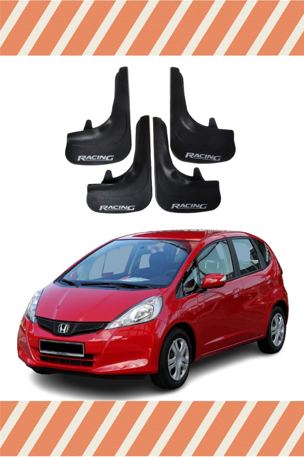 Honda Jazz 2009-2015 Racing Yazılı 4'Lü Tozluk Çamurluk Paçalık    