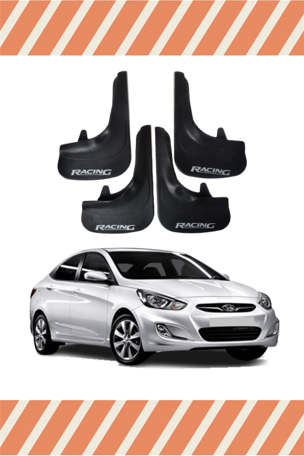 Hyundai Accent Blue Racing Yazılı 4'Lü Tozluk Çamurluk Paçalık    