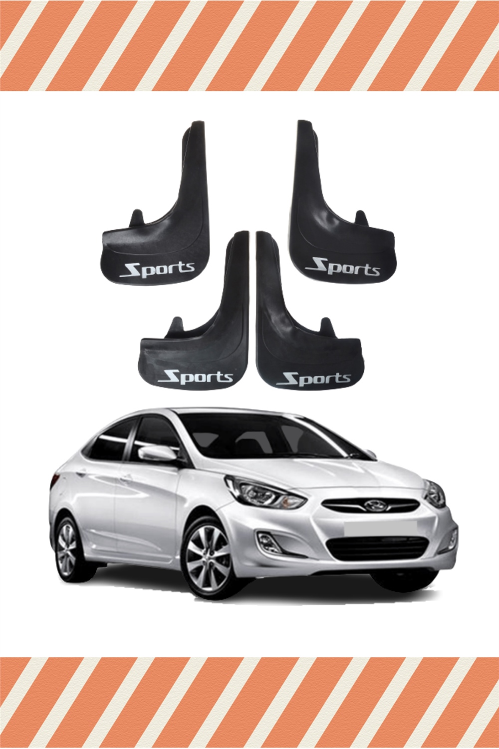 Hyundai Accent Blue Sports Yazılı 4'Lü Tozluk Çamurluk Paçalık