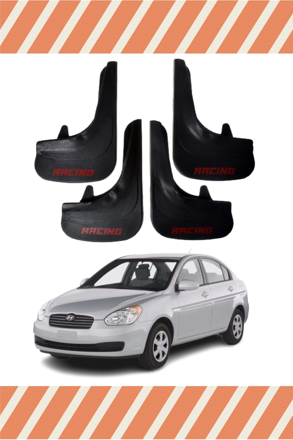 Hyundai Accent Era Racing Yazılı 4'Lü Tozluk Çamurluk Paçalık    