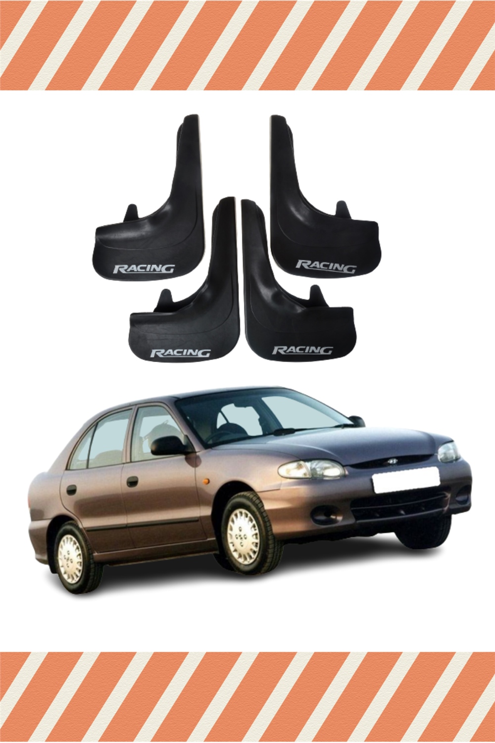 Hyundai Accent Yumurta Kasa Racing Yazılı 4'Lü Tozluk Çamurluk Paçalık    