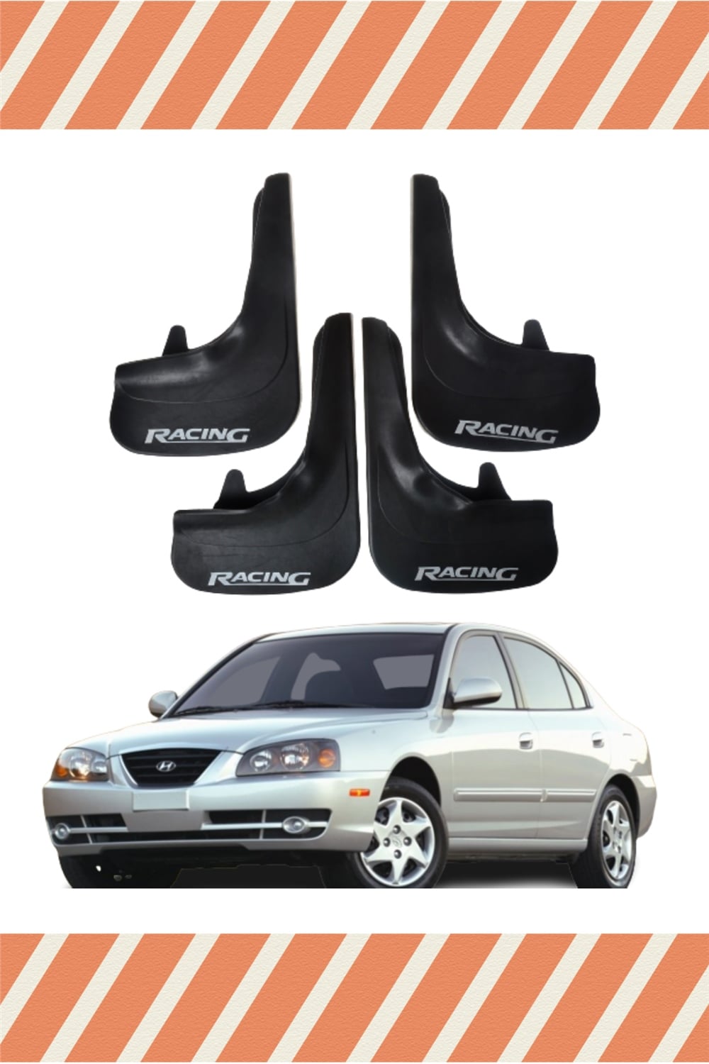 Hyundai Elentra 2002-2007 Racing Yazılı 4'Lü Tozluk Çamurluk Paçalık    