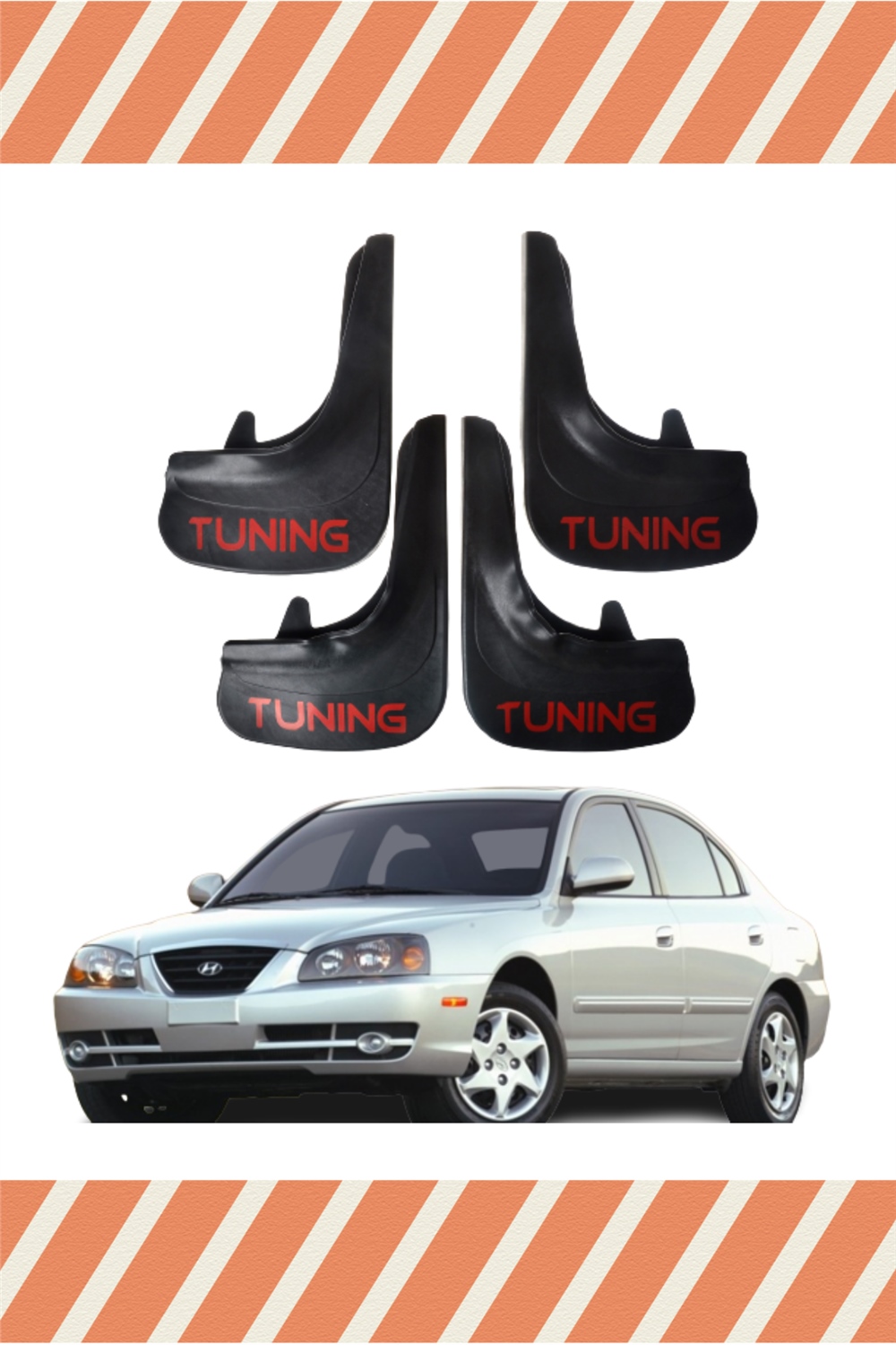 Hyundai Elentra 2002-2007 Tunıng Yazılı 4'Lü Tozluk Çamurluk Paçalık