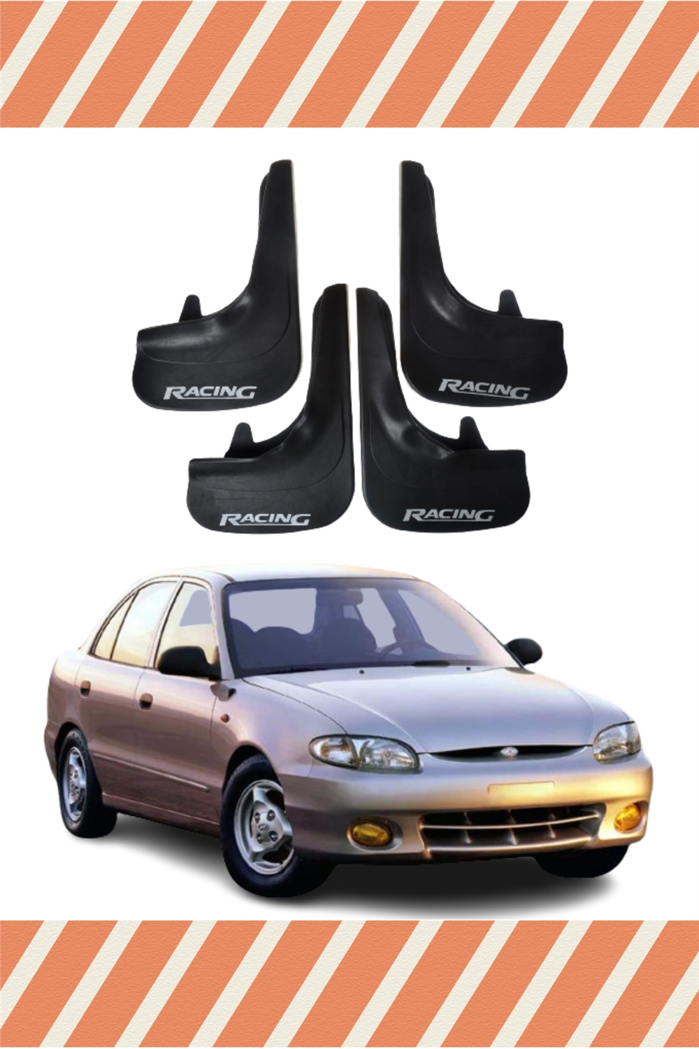 Hyundai Excel Tüm Kasalar Racing Yazılı 4'Lü Tozluk Çamurluk Paçalık  
