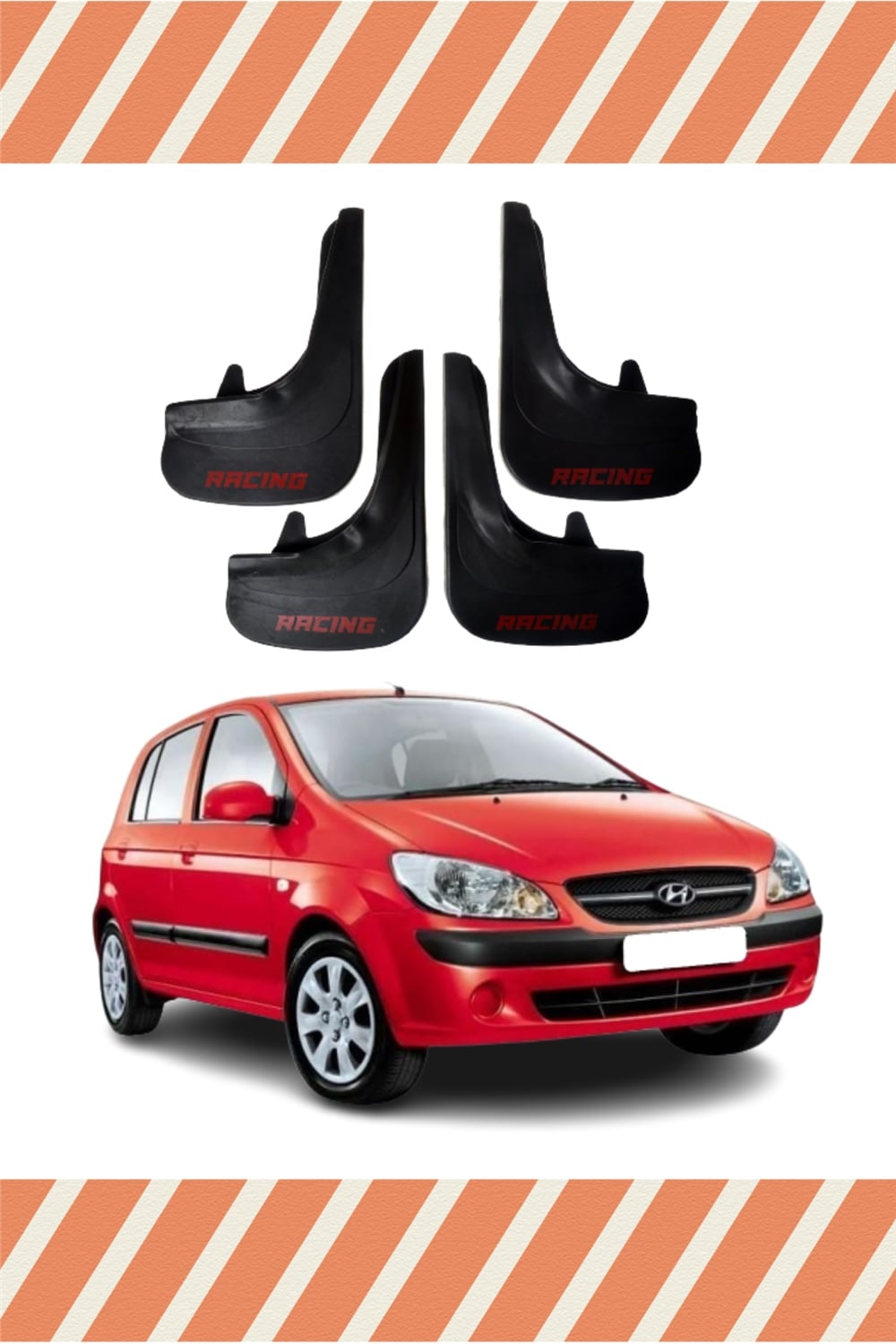 Hyundai Getz Tüm Kasalar Racing Yazılı 4'Lü Tozluk Çamurluk Paçalık  