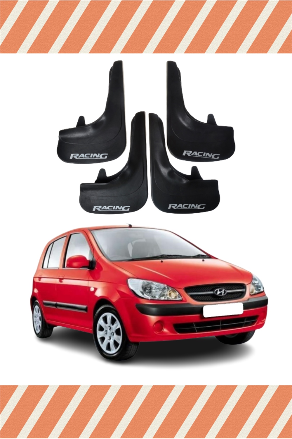 Hyundai Getz Tüm Kasalar Racing Yazılı 4'Lü Tozluk Çamurluk Paçalık  