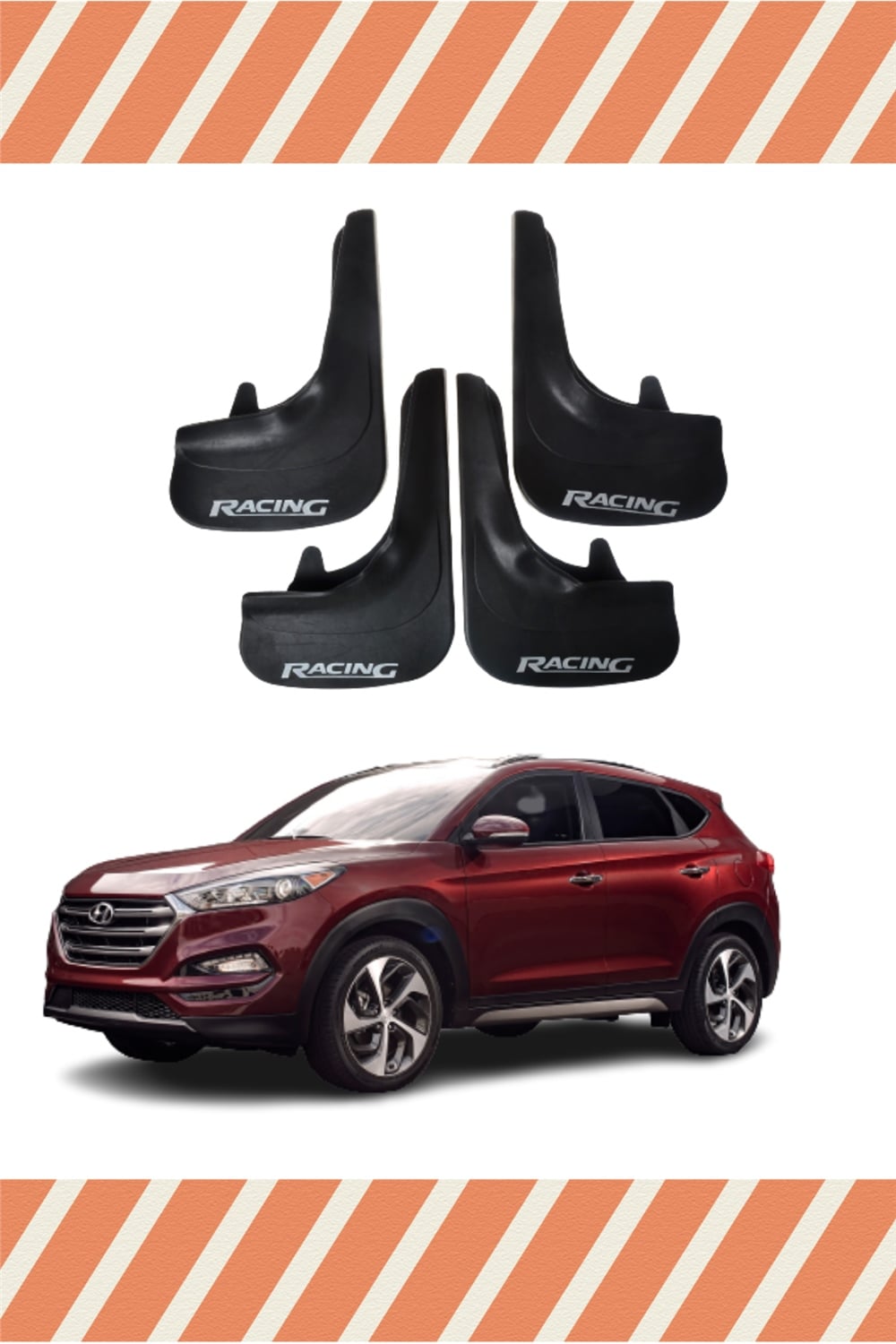 Hyundai Tuscon Racing Yazılı 4'Lü Tozluk Çamurluk Paçalık   