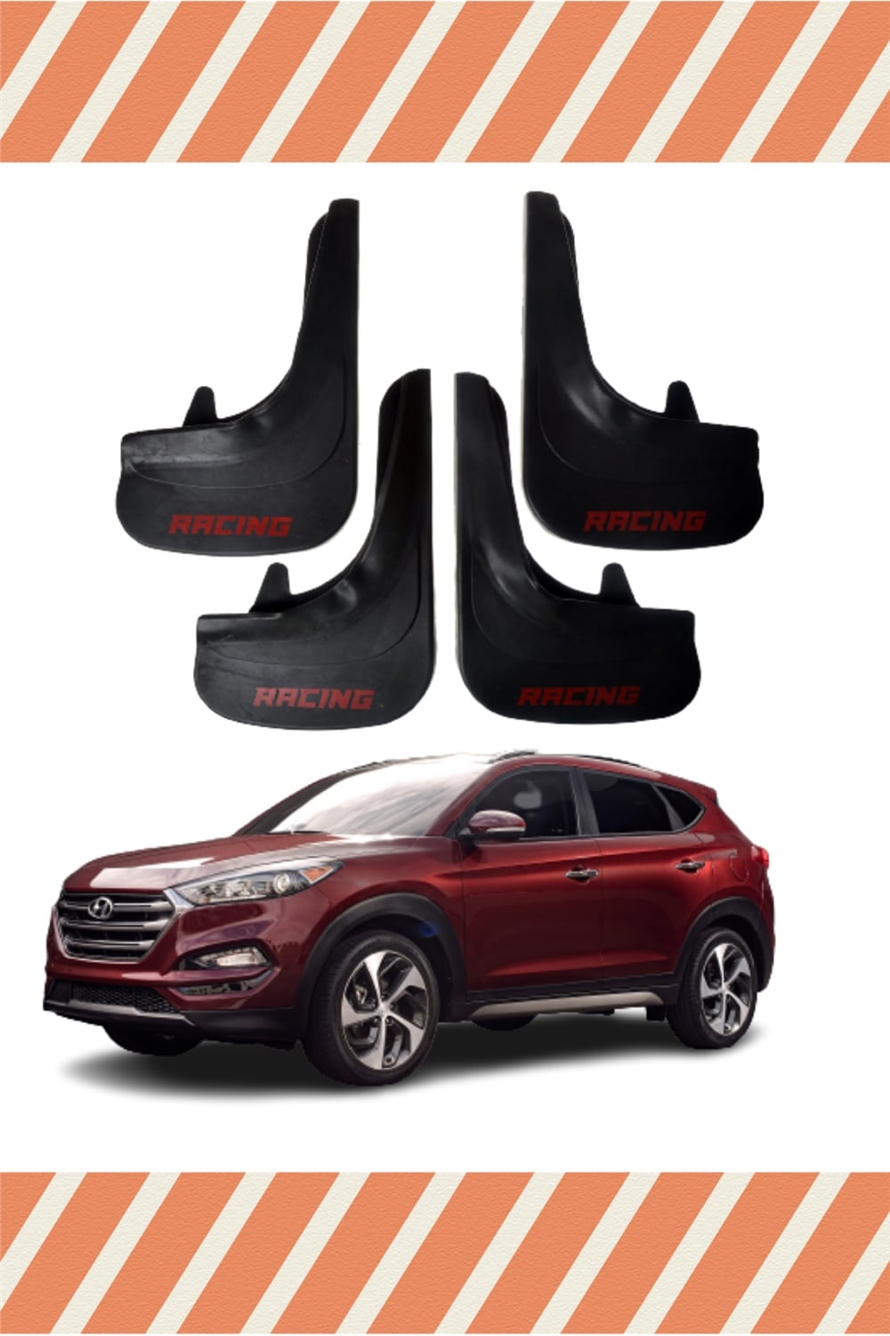 Hyundai Tuscon Racing Yazılı 4'Lü Tozluk Çamurluk Paçalık   