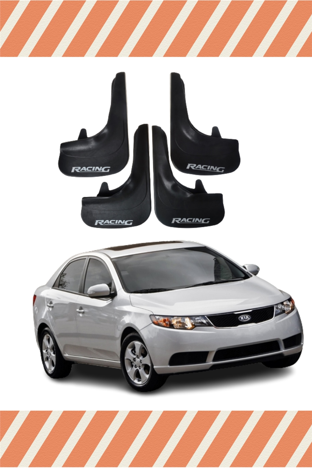 Kia Cerato 2009-2015 Racing Yazılı 4'Lü Tozluk Çamurluk Paçalık   