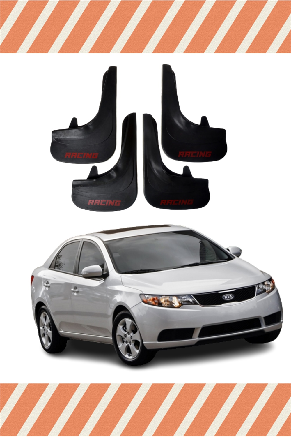 Kia Cerato 2009-2015 Racing Yazılı 4'Lü Tozluk Çamurluk Paçalık   