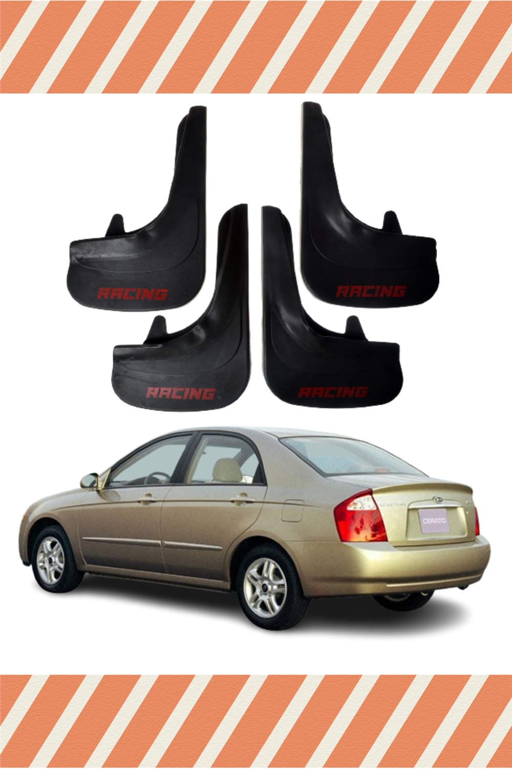 Kia Cereato 2004-2009 Racing Yazılı 4'Lü Tozluk Çamurluk Paçalık   