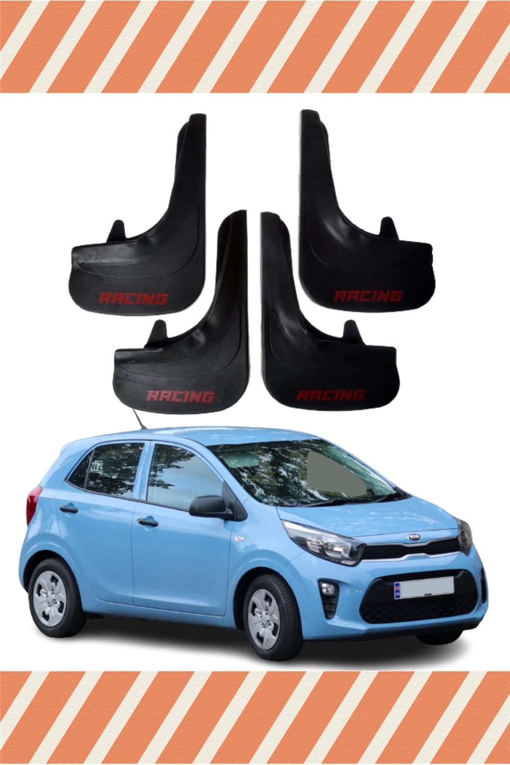 Kia Pıcanto Racing Yazılı 4'Lü Tozluk Çamurluk Paçalık   