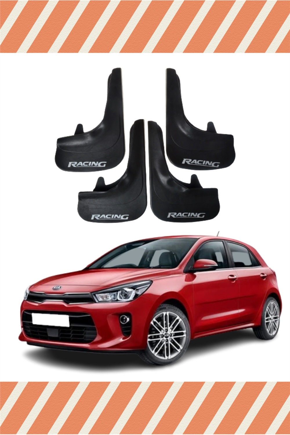 Kia Rio 20016-2020 Racing Yazılı 4'Lü Tozluk Çamurluk Paçalık   