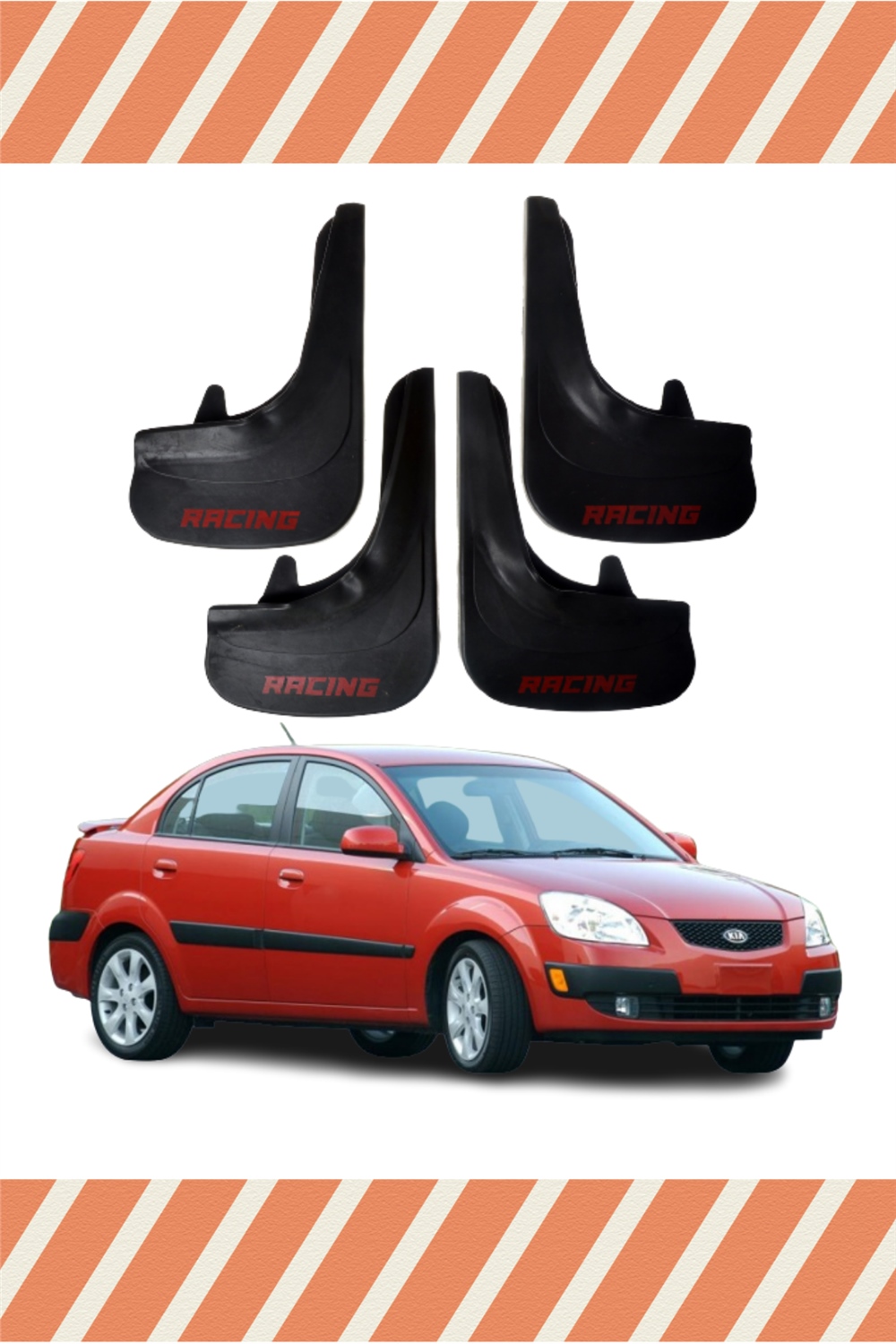 Kia Rio 2006-2011 Racing Yazılı 4'Lü Tozluk Çamurluk Paçalık   