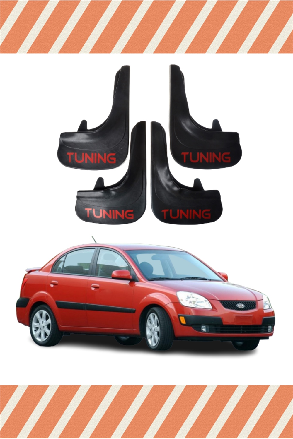 Kia Rio 2006-2011 Tunıng Yazılı 4'Lü Tozluk Çamurluk Paçalık   