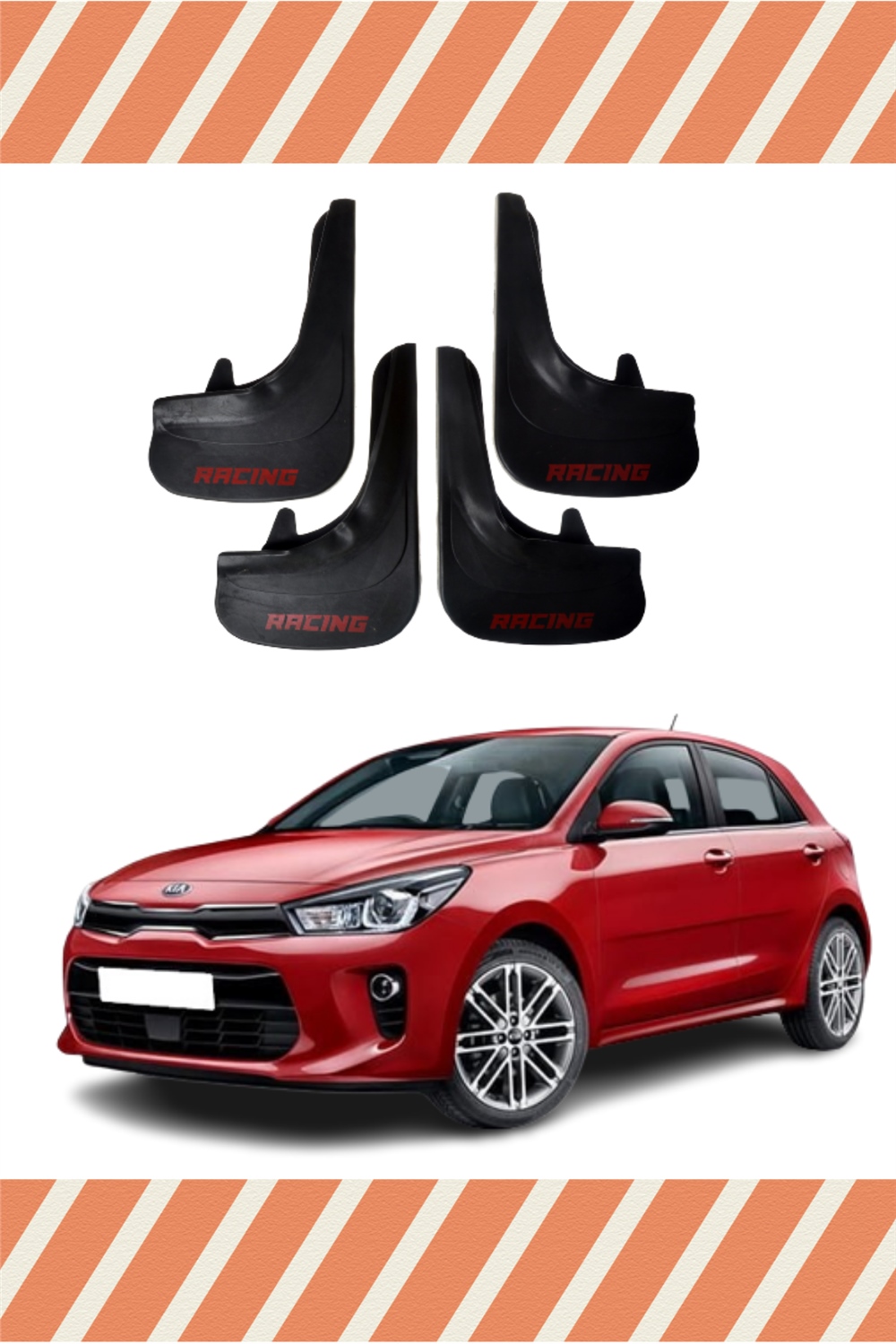Kia Rio 2016-2020 Racing Yazılı 4'Lü Tozluk Çamurluk Paçalık   