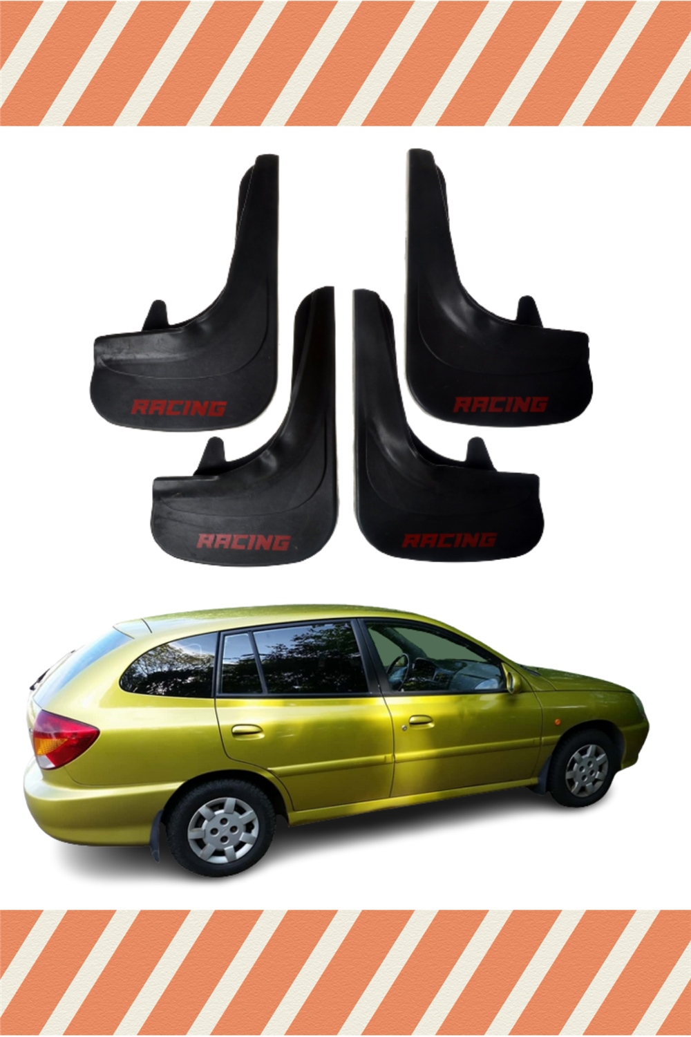 Kia Rio Stw 2003-2005 Racing Yazılı 4'Lü Tozluk Çamurluk Paçalık   