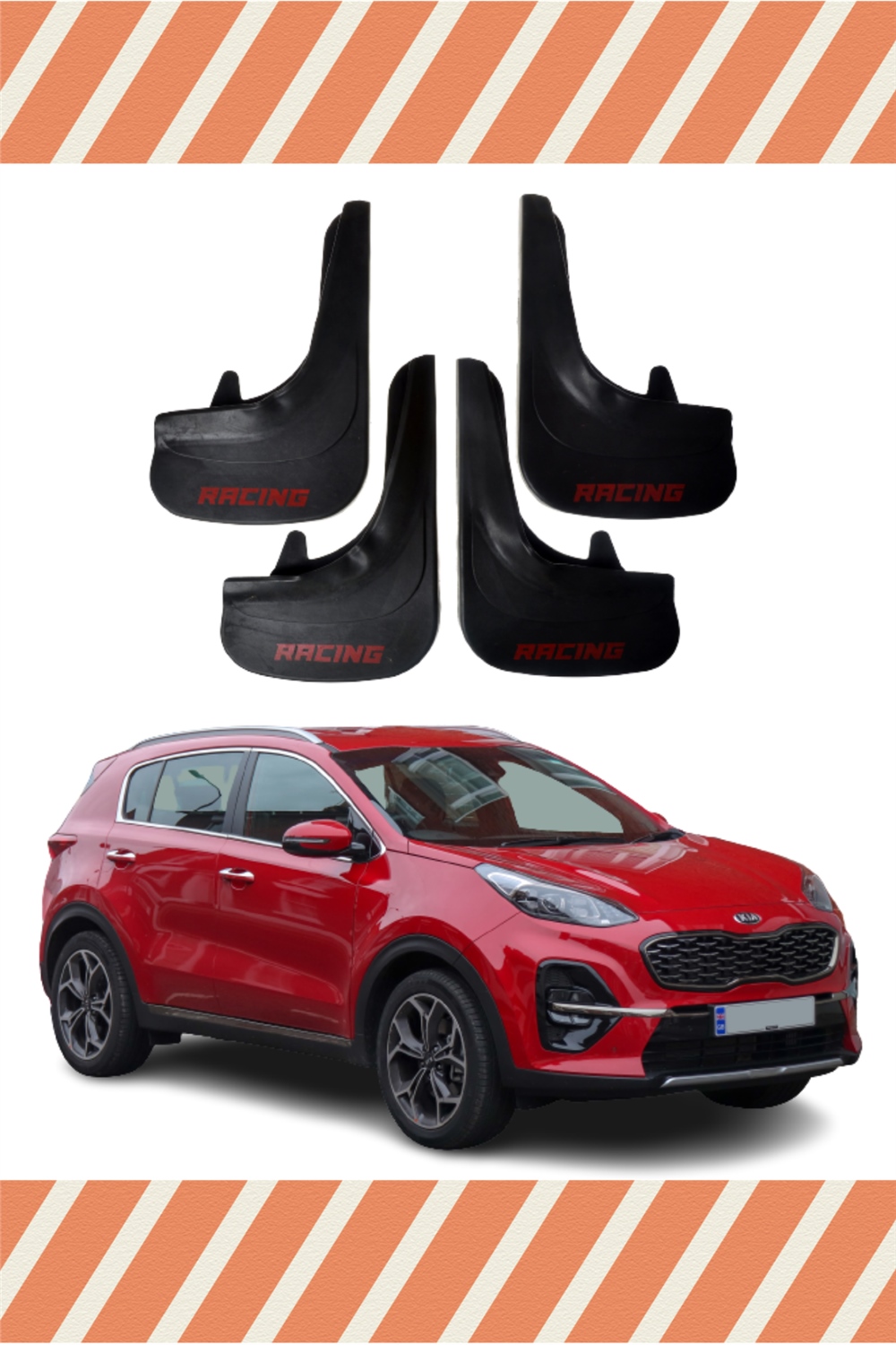 Kia Sportage Racing Yazılı 4'Lü Tozluk Çamurluk Paçalık   