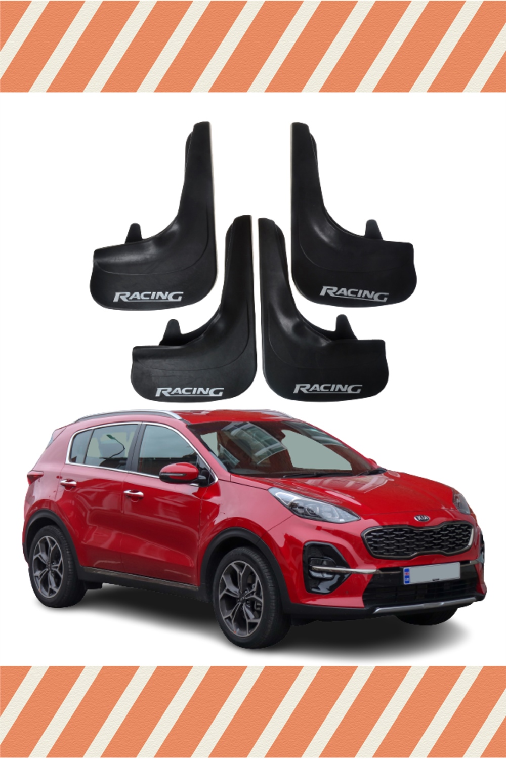 Kia Sportage Racing Yazılı 4'Lü Tozluk Çamurluk Paçalık   