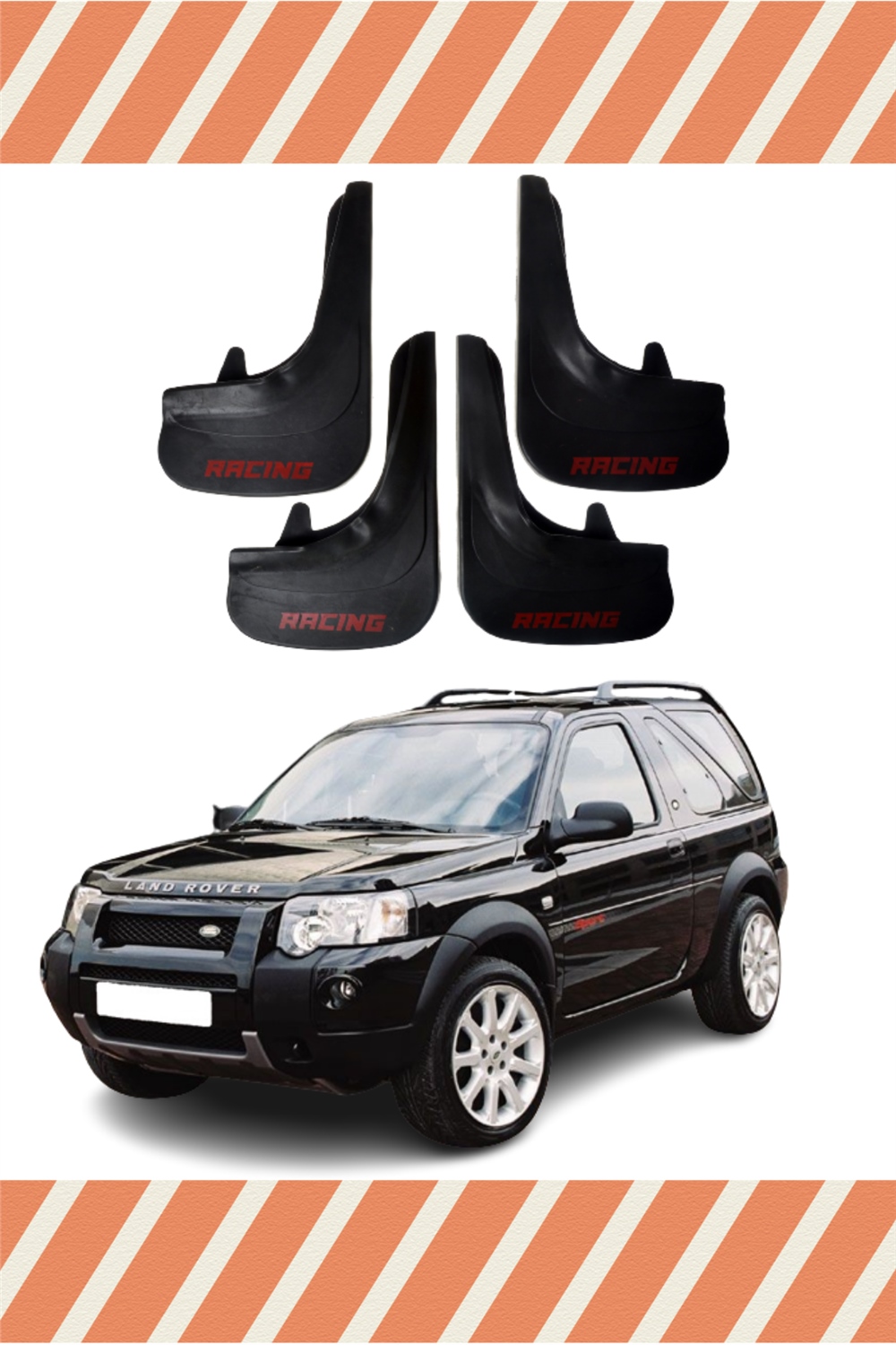 Land Rover Freelander 1 Racing Yazılı 4'Lü Tozluk Çamurluk Paçalık   