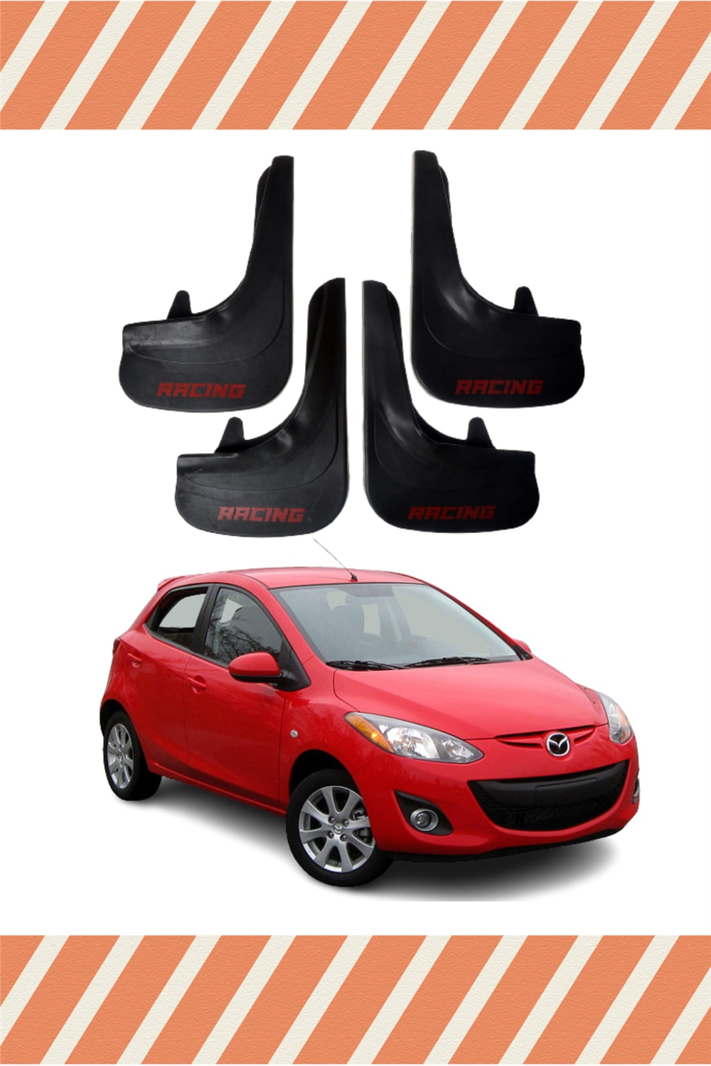 Mazda 2 Racing Yazılı 4'Lü Tozluk Çamurluk Paçalık   