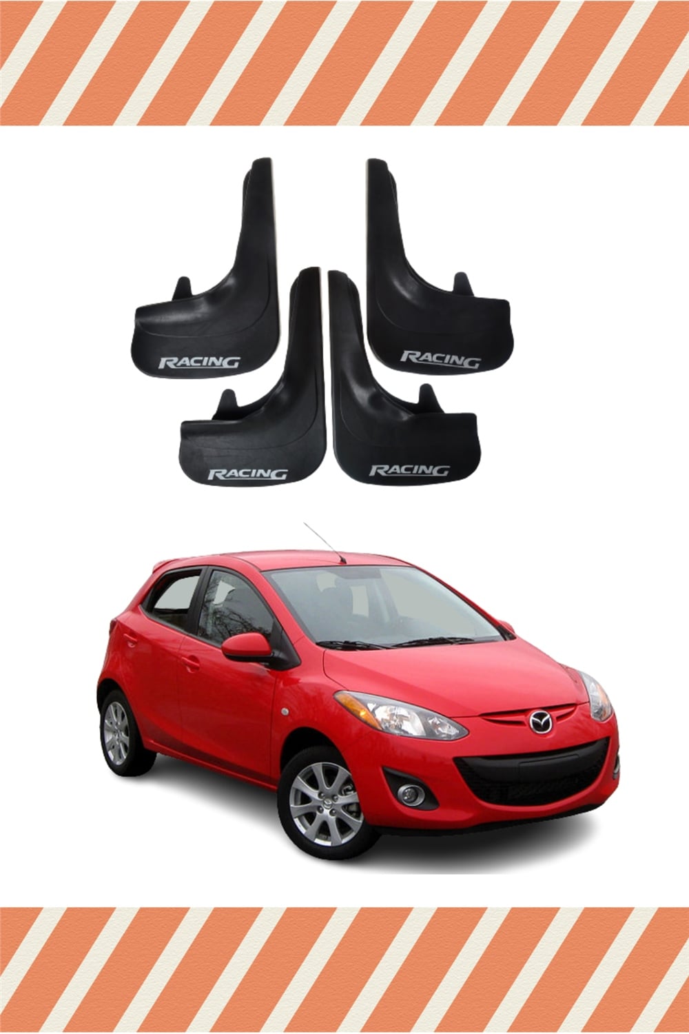 Mazda 2 Racing Yazılı 4'Lü Tozluk Çamurluk Paçalık   
