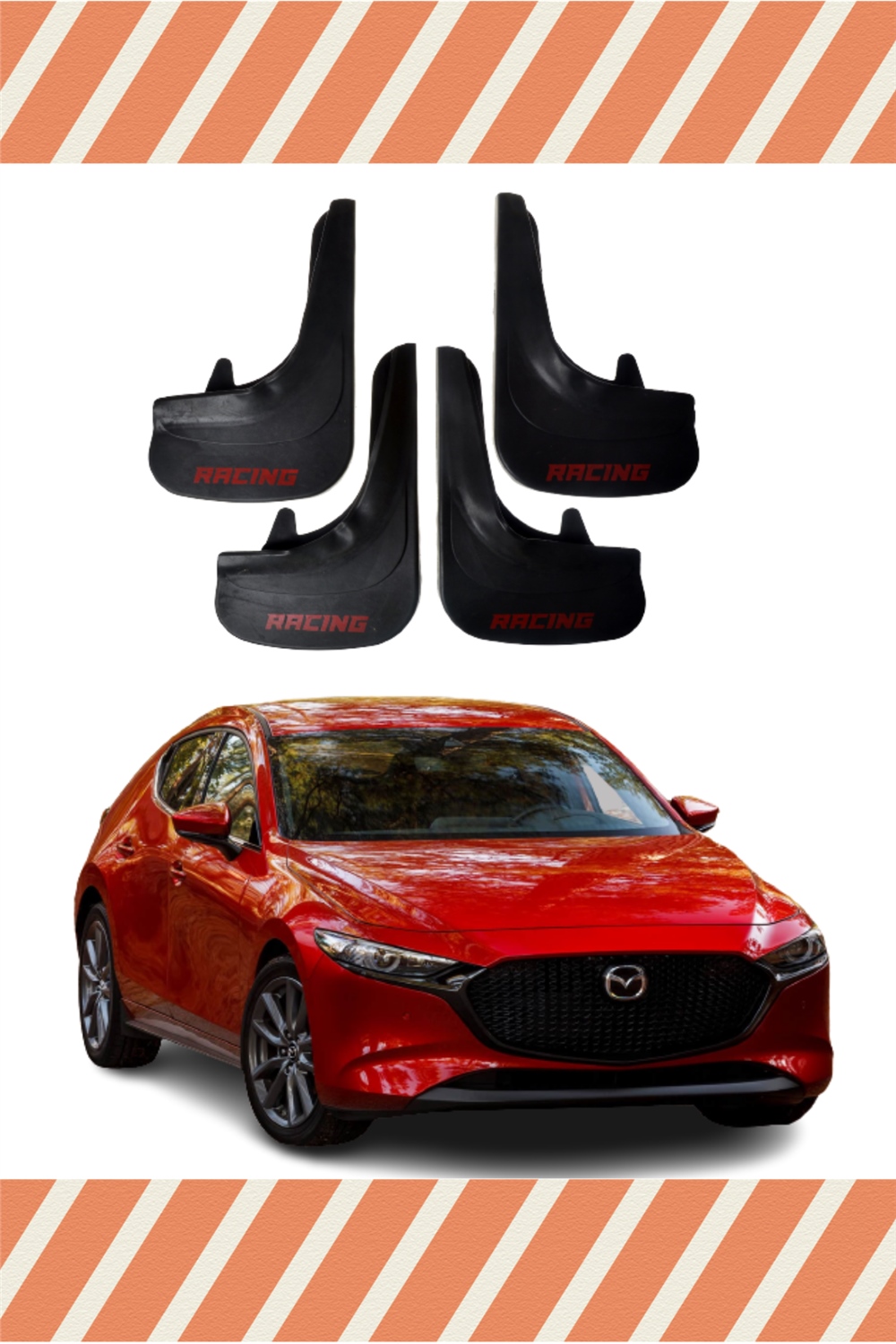 Mazda 3 Racing Yazılı 4'Lü Tozluk Çamurluk Paçalık   