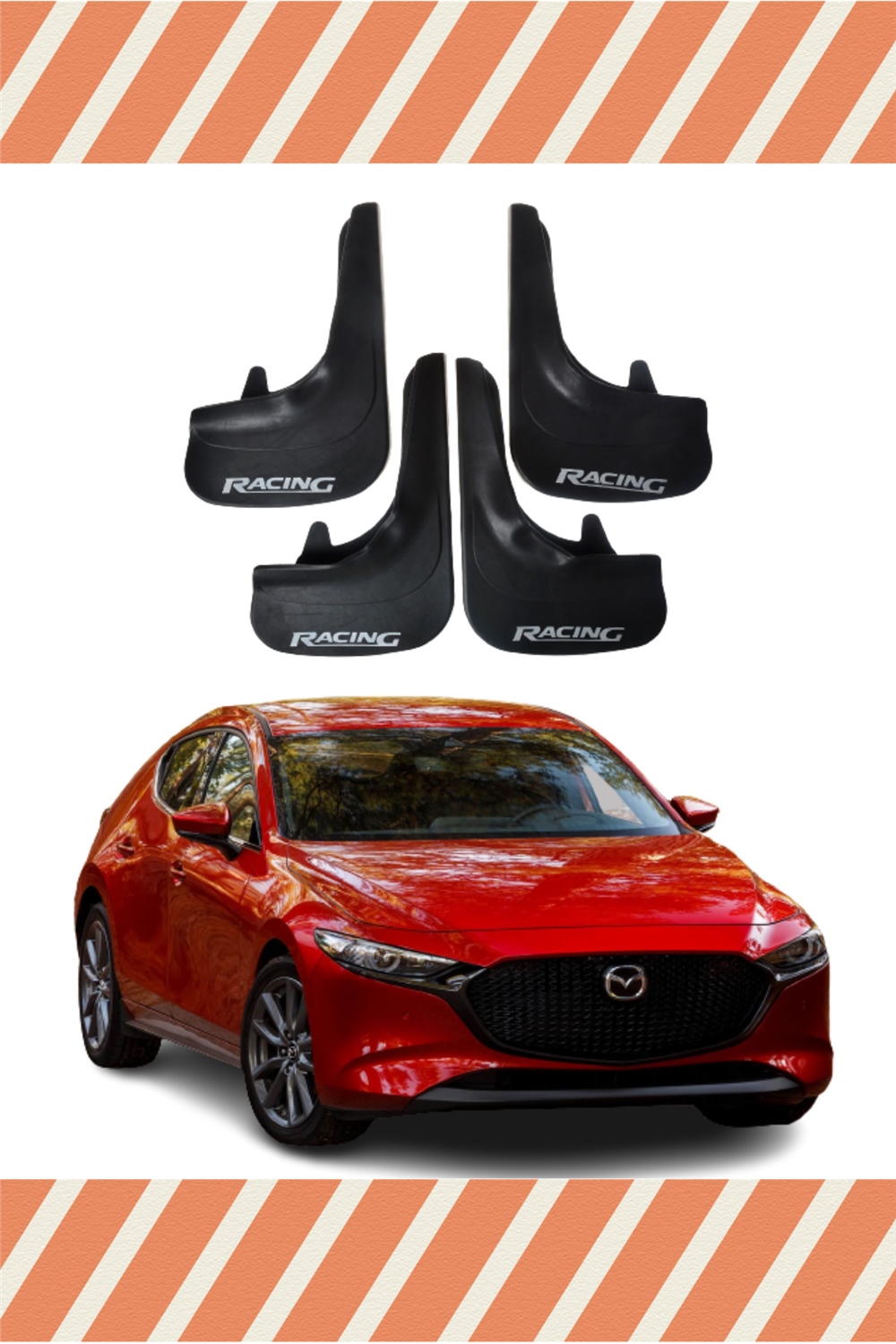 Mazda 3 Racing Yazılı 4'Lü Tozluk Çamurluk Paçalık   